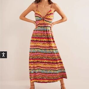 Boden Strappy Jersey Maxi Dress EUC Ikat Print